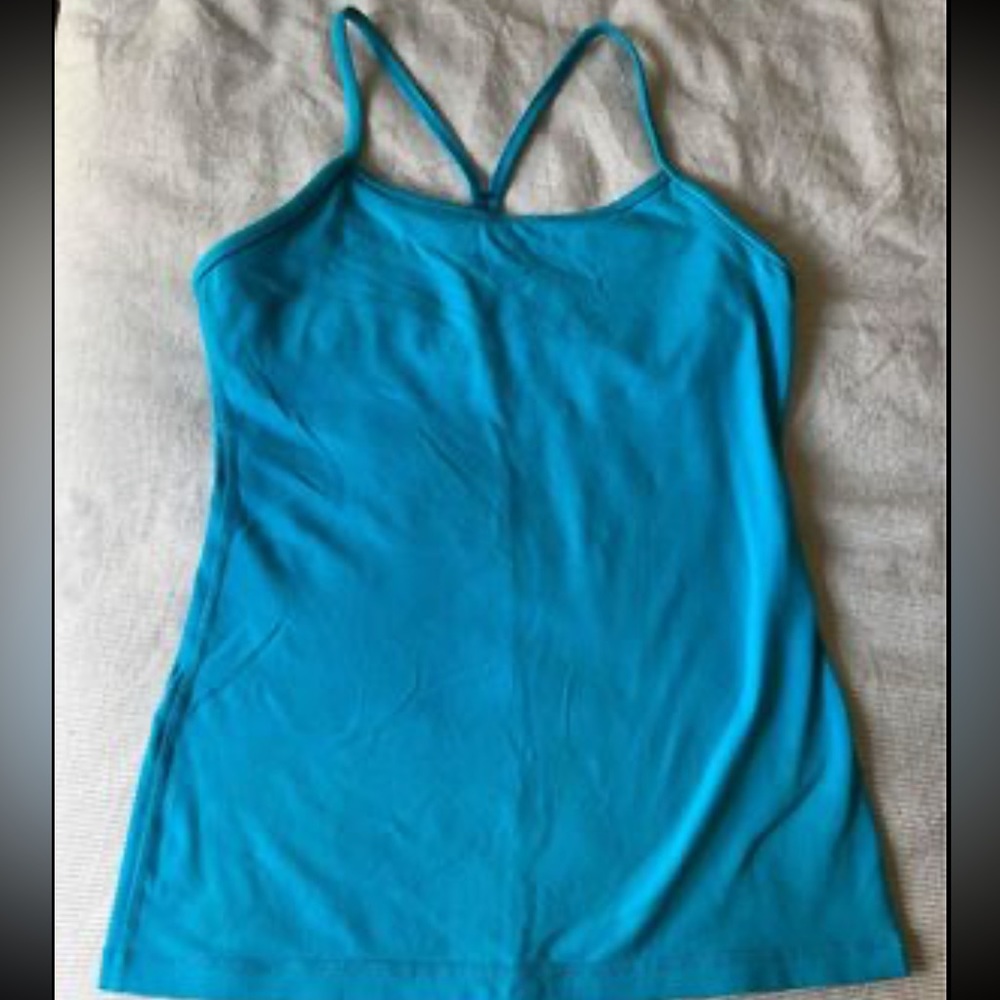 Lululemon power Y tank blue green size 6